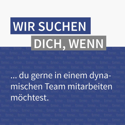 Auf dem Bild steht der Text: „Wir suchen dich, wenn du gerne in einem dynamischen Team mitarbeiten möchtest